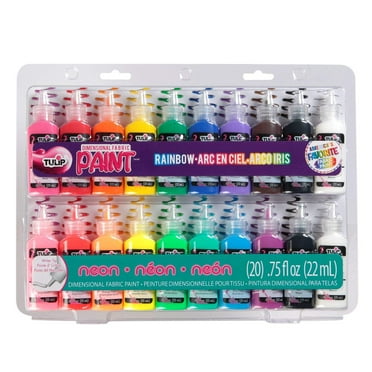 Tulip 0.75 fl. oz. Puff Paint Rainbow & Neon Colors 20 Pack, Dimensional Fabric Paint, Multicolor