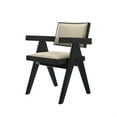 thumbnail image 2 of Bili 5pc Round Dining Table and 4 Armchairs Set- Open Back- Beige- Black, 2 of 6