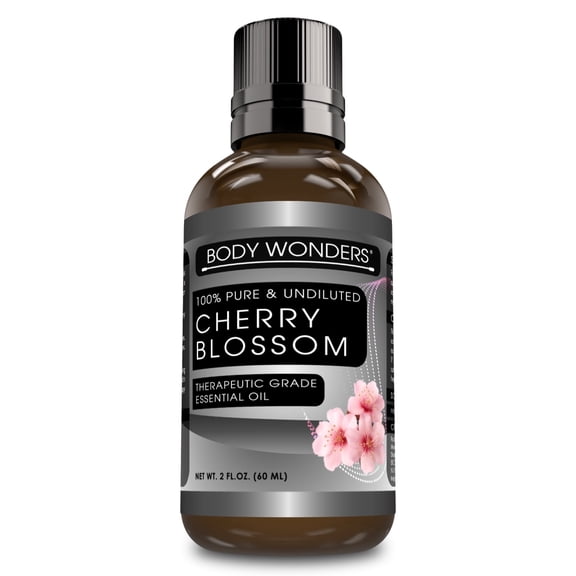 Body Wonders 100% Pure Cherry Blossom Essential Oil, 2 fl oz – Natural Prunus Serrulata Extract for Aromatherapy, Glowing Skin, Hair Care, and DIY Wood Polish