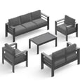 thumbnail image 4 of CozyHom Outdoor Patio Aluminum Coffee Table, Modern Patio Rectangular Metal Coffee Table, Gray, 4 of 7