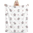 thumbnail image 2 of Cute Elephant White -Fleece Blanket, 50"X40" in Throw Blanket for Bed Couch Sofa, Lightweight Breathable Decorative Bed Blanket, Fuzzy Soft Flannel Blankets for All Seasons, 2 of 6