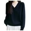 shoper Wool Sweater Women Pullover Lightweight 2025 Fall Winter Long Sleeve V Neck Lace Splicing Solid Color Casual Sweater Tops