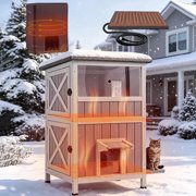 Aivituvin Heated Outdoor Cat House for Winter, Insulated Cat House for Outdoor Indoor, Weatherproof Cat Shelter with Warm Liner for Feral & Stray Cats