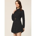 thumbnail image 2 of Vestido Camisero De Manga Larga Con Botones Y Cinturón Con Cuello En Punta Safari De Pana Para Mujer Negro S, 2 of 5