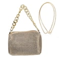 thumbnail image 1 of Bolso bandolera para mujer, con diamantes de imitación dorados, con cadena gruesa, moderno, dorado, talla única, 1 of 15