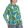 thumbnail image 6 of Fotbe Hawaii Palms Pattern Womens Long Sleeve Hoodie, Pullover Hooded Sweatshirt, Kangaroo Pocket Hoodie with Eye-catching Drawstrings-Medium, 6 of 7