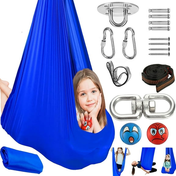 Mordely Sensory Swing for Kids & Adults Holds up to 300lbs Indoor and Outdoor Therapy Cuddle Swing Hammock with 360° Swivel Hanger Kit Adjustable Swing for Calming, Child with Autism, ADHD or SPD