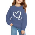 thumbnail image 4 of UACY Girls Preppy Heart Sweatshirts Cute Oversized Pullover Kid Valentines Day Graphic Crewneck Athletic Sweaters with Pocket ﻿ (Navy, 13-14 Years), 4 of 7