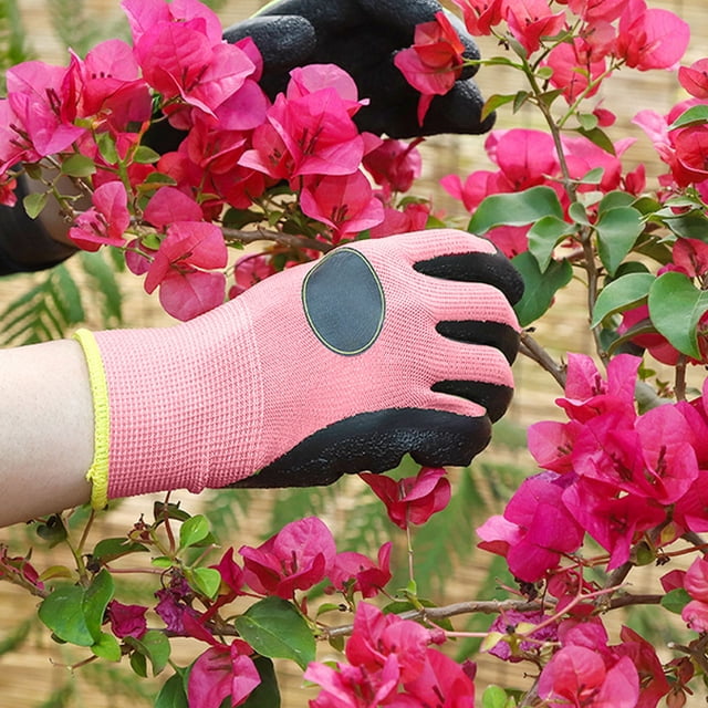 Guantes de Jardinería Qazbgdl Resistentes a Pinchazos para Mujer y Hombre | Guantes de Trabajo Impermeables y Transpirables para Exteriores | 1 Paquete Rosa o Verde