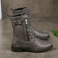 thumbnail image 4 of YLYL Women's Military Boots Lace up Round Toe Low Heel Combat Boots, 4 of 6