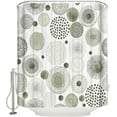 thumbnail image 2 of Waterproof Shower Curtain, Sage Green Black Polyester Fabric Bathroom Curtains with 12 Hooks, 72" W x 78" H, Watercolor Modern Geometric Abstract Art Quick-Drying Bathtub Curtain, 2 of 6