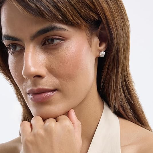 Beyond Brilliance Sterling Silver Halo Cushion Frame 1/10 Carat Round Natural Diamond Stud Earrings for Women