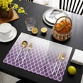 thumbnail image 3 of Purple Ombre Stripe Placemats Set of 4, Modern Abstract Art Gradient Striped Placemats for Dining Table, Place Mats for Kitchen Tabletop, Waterproof Wipeable Dining Table Mats Set, 3 of 9