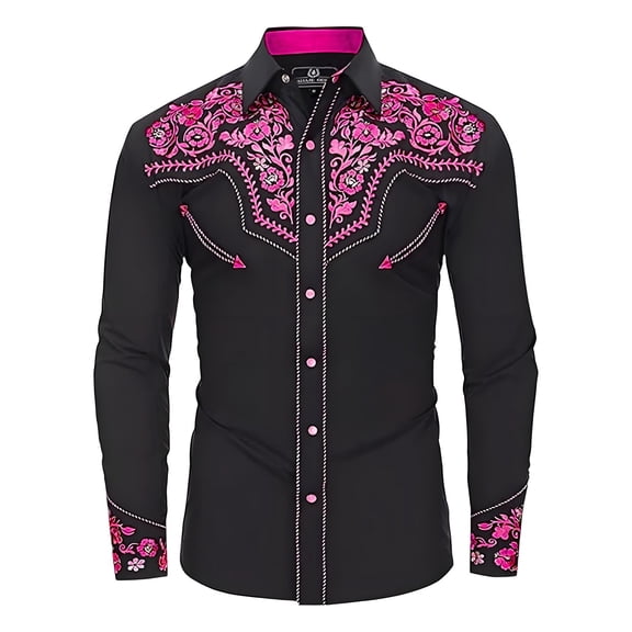 HAYIMI Kids Boys Western Cowboy Print Shirt Long Sleeve Button Down Casual Tops For Children And Youth Leisure Streetwear