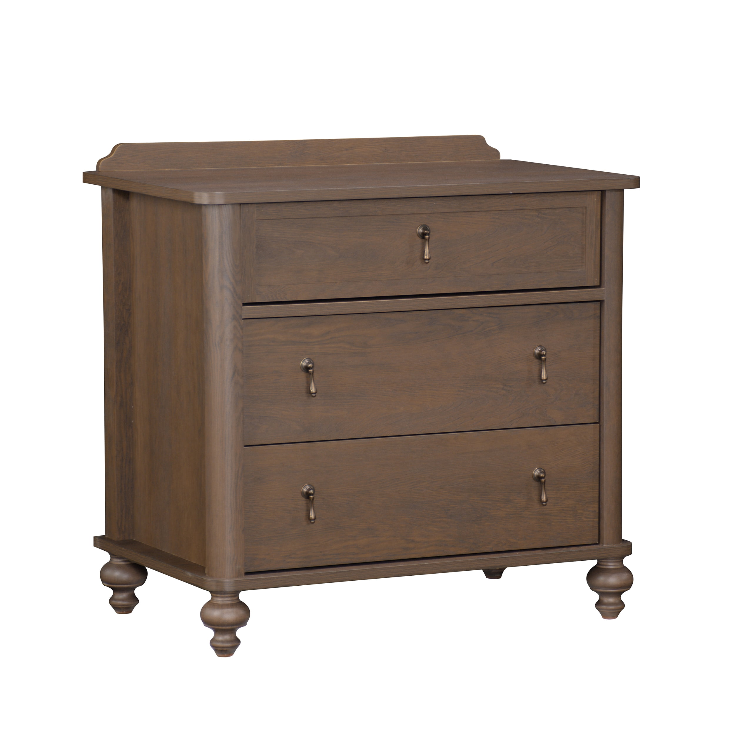 My Texas House Hartwell 3 Drawer Nightstand with USB, Heritage Oak