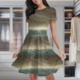 thumbnail image 2 of Abstract Swirling Line Art Wave Women's Classic Swing Skater Dress Casual Work Party Cocktail Dresses, 2 of 6