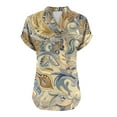 thumbnail image 5 of Youyipin Womens Tops Women Casual Printed Short Sleeve Button Home Outfits Casual V-Neck T-Shirt Blouses Graphic Tees For Women, 5 of 5