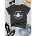 thumbnail image 2 of DreamFish Women's Summer Trendy Crew Neck Short Sleeve T-shirt Fun 'Good Day to Read' Graphic Print Tee, 2 of 5