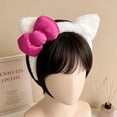 thumbnail image 4 of Kitty Ears Headband Bow White Cat Ear Hair Accessories Kitten Costume Birthday Party Christmas Gifts for Women, 4 of 5