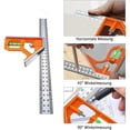 thumbnail image 4 of Escuadra combinada - Regla multifuncional ajustable de 300 mm - Herramienta de medición de ángulo de 12 pulgadas con nivel de burbuja y práctico extractor de línea - Ángulo ajustable 4, 4 of 5