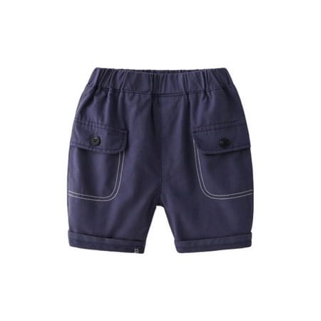 Ticikt Toddler Boy Shorts Summer Casual Pull On Elastic Waist Athletic Soft Fashion Cute Print Shorts with Pockets Color:Navy Size:1-2 Years