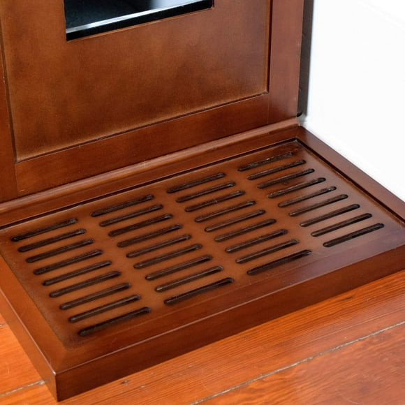 THE REFINED FELINE Litter Catch for The Refined Litter Box Enclosure Cabinet in Mahogany Brown, Solid Wood with Slots to Catch Stray Litter As Cats Exit The Litter Box, Trap Door for Easy Em