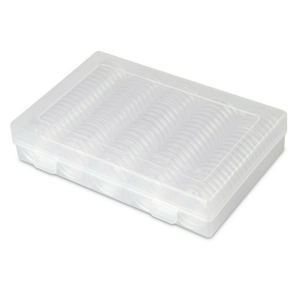 30mm Clear Round Plastic Coin Capsule Box Holder 100pcs Coin Slabs Coin Storage Box