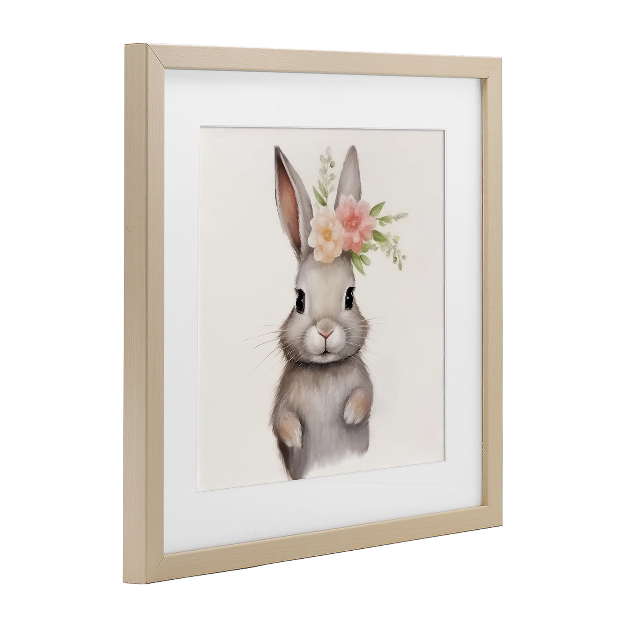 Stupell Industries Sweet Floral Crowned Bunny Birch Framed Print Under Glass, design by Lazar Studio