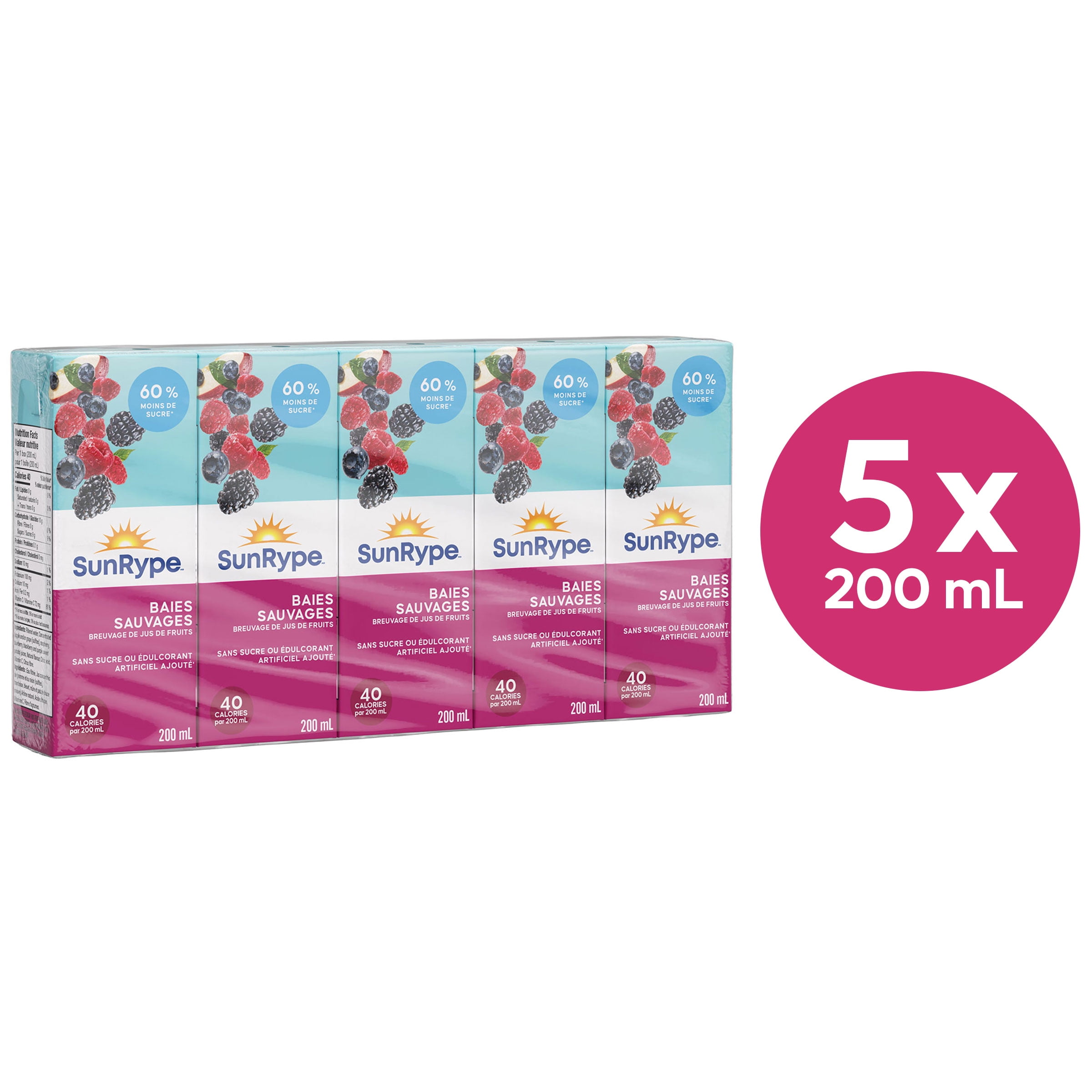 SunRype Boîtes de Jus aux Baies Sauvages 5X200ML
