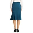thumbnail image 3 of INSPIRE CHIC Women's High Waist Flare Hem Elegant Work Midi Fishtail Skirt S Peacock Blue, 3 of 6
