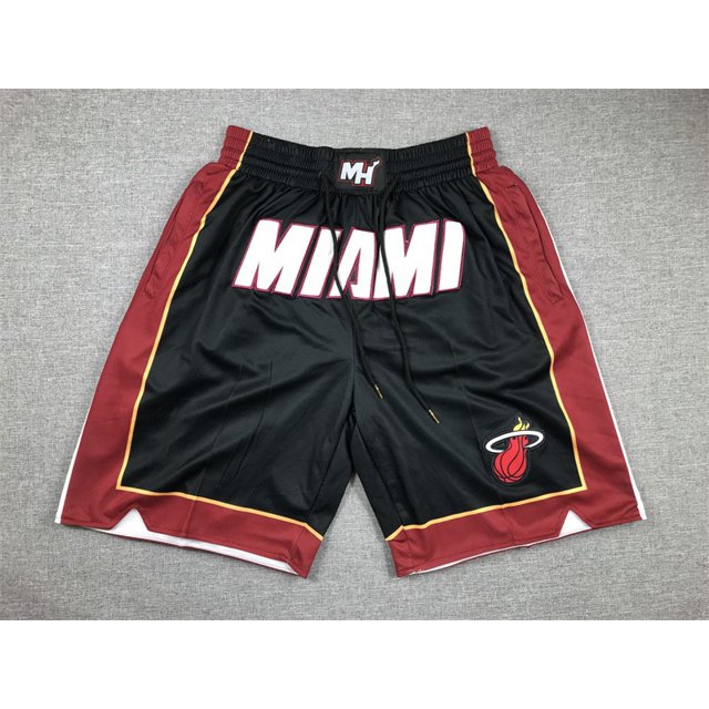 Miami Heat Retro Embroidered Zipper Pocket Shorts Basketball Pants Embroidered Shorts