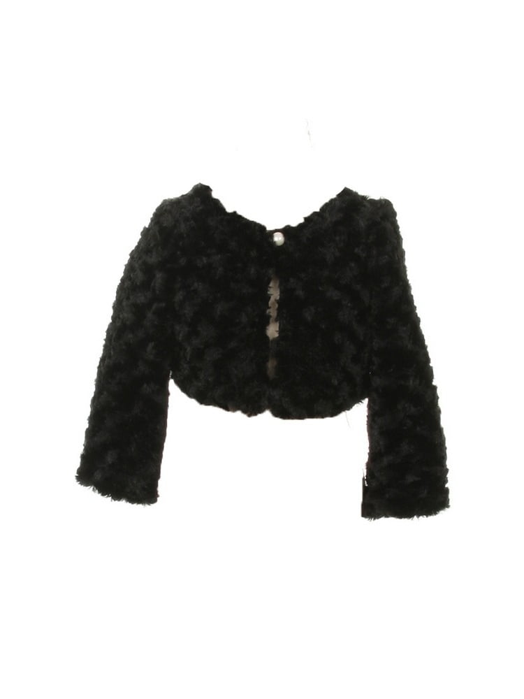Girls black faux fur shrug 2025