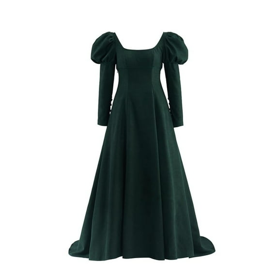 Women's Elegant Dark Green Prom Dress Princess Costume Regency Velvet Dress