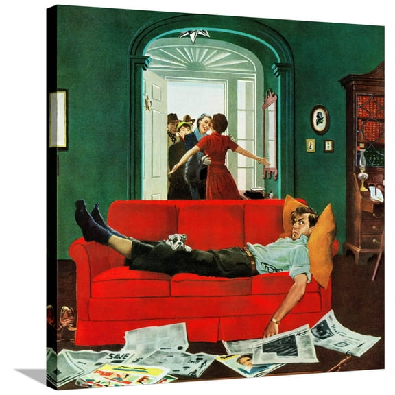 Art.com Sunday Visitors, February 6, 1954 Stretched Canvas Print Wall Art by George Hughes, 30" x 30"
