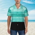 thumbnail image 2 of Xecao Teal Turquoise print Hawaiian shirt - a stylish short-sleeve button-down for men, perfect for casual beach and tropical outings., 2 of 9