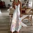 thumbnail image 2 of Enjoytime Birthday Dresses for Women Sleeveless Strap V Neck Maxi Dresses A-Line Flowy Swing Boho Floral Print Women Plus Size Hawaiian Dresses, 2 of 5