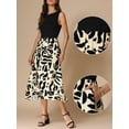 thumbnail image 2 of DARING DIVA Patchwork Round Neck Sleeveless Midi Dress XS Black Beige, 2 of 6