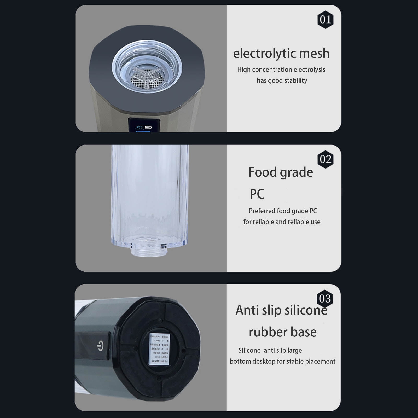 Travel-Friendly Water Bottle, Auto Electrolysis & Sturdy Borosilicate Glass for Daily