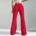 thumbnail image 4 of Yoga Pants Women Flare High Waisted Drawstring Comfy Trousers Bootcut Wide Leg Bell Bottom Pants with Pockets Red S, 4 of 9