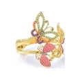 thumbnail image 4 of Golden Colorful Wide Wings Spread Bead Butterfly Trio Crystal Rhinestone Bangle, 4 of 5