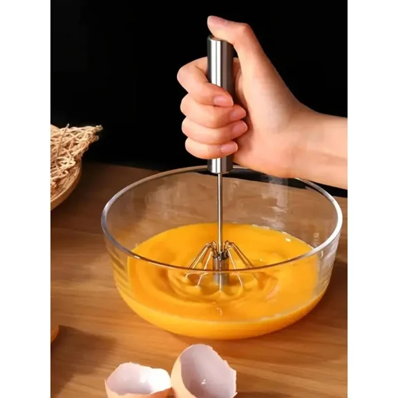 1Pc Stainless Steel Egg Whisk, Simple Manual Egg Beater For Kitchen - New