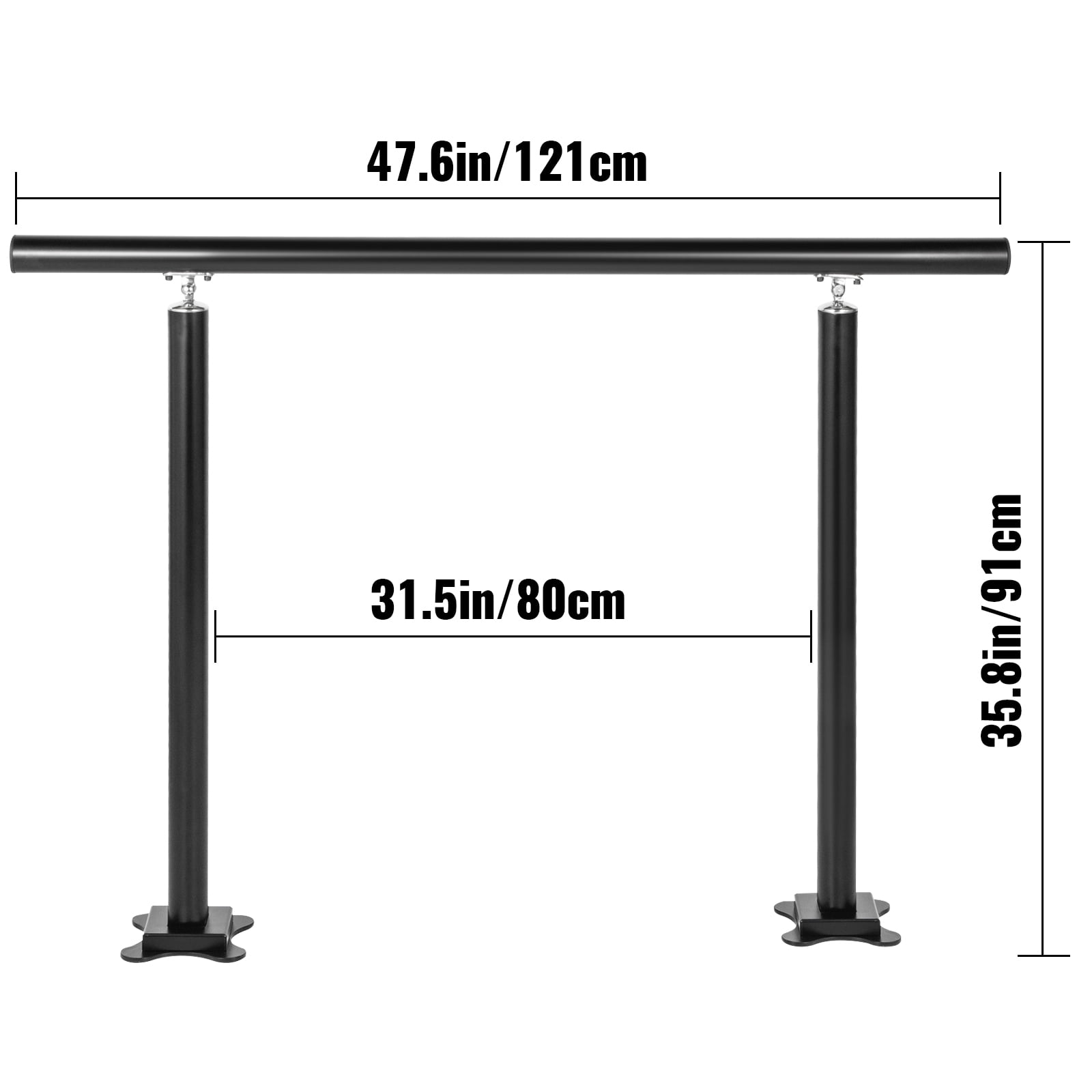 BENTISM 4FT, 34 inch Handrail Outdoor Stairs Adjustable from 0 to 60 Degrees, Outdoor Stair Railing Handrail Black Aluminum Stair Railing for Garden, Office Area