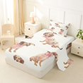 thumbnail image 2 of Homewish Cute Pink Bow Dachshund Twin Sheets,Cartoon Animals Bedding,Cream,3-Piece,1 Fitted Sheet and 1 Pillowcase, 2 of 6