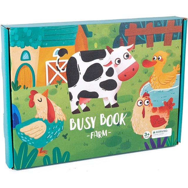 Toddler Busy Book, Montessori Farm Busy Book Toy for Kids, DIY Quiet Book Preschool Sensory Toys, Infant Road Travel Essential