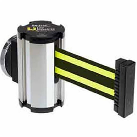 Lavi Industries 50-3010MG-CL-BN Magnetic Wall Mount Unit, 7 Ft. Retractable Belt Extension, Black With Yellow Stripe