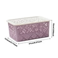 thumbnail image 3 of Rovga Home Textile Storage Stackable Plastic Storage Box Hollow Out Delicate Retro Pattern Storage Basket With Lid For Clothes Cosmetics Papers Toys Pink, 3 of 4