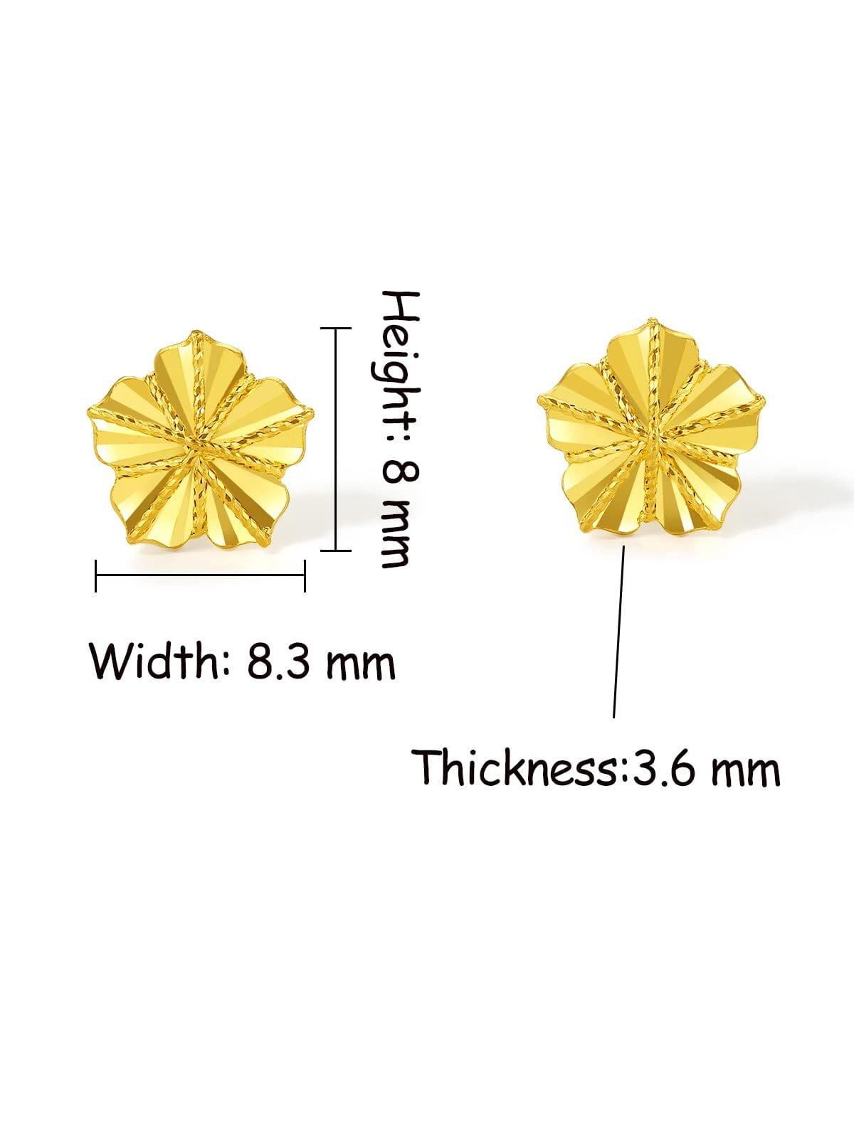 ZHOU LIU FU 24K Solid Gold Stud Earrings Exquisite Floral Design Anniversary Gift for Women A0910860