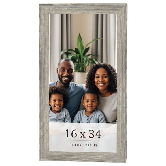 16x34 Frame Grey Real Wood Picture Frame Width 1.5 Inches | Interior Frame Depth 0.5 Inches | Barn