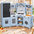 thumbnail image 3 of LAZY BUDDY Pretend Play Corner Kitchen, Ultimate Interactive Wooden Kids Kitchen Playset with Cooking Accessories, Gift for Toddler Ages 3+, 3 of 10