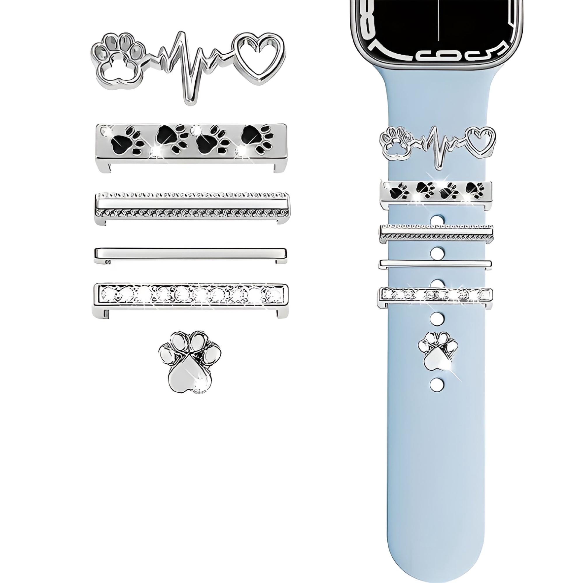 DESIGNICE Watch Band Charms with Decorative Bling Rings Loops